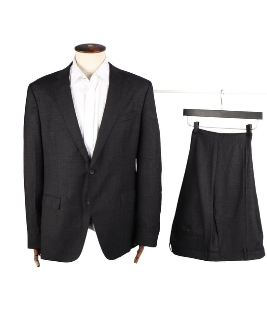 HUGO BOSS Suit Black Wool Men's 56 IT / 46 UK Stretch Tailoring