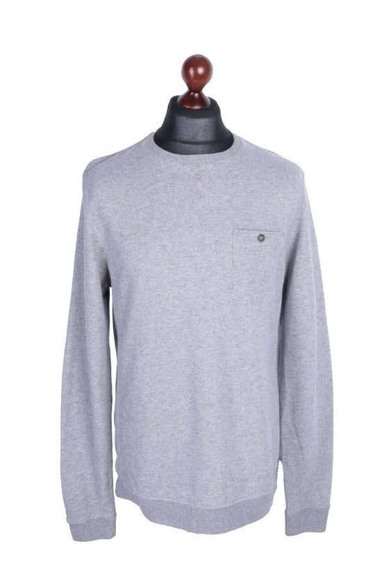 Men's TED BAKER Grey Cotton C-Neck Pullover Size 4