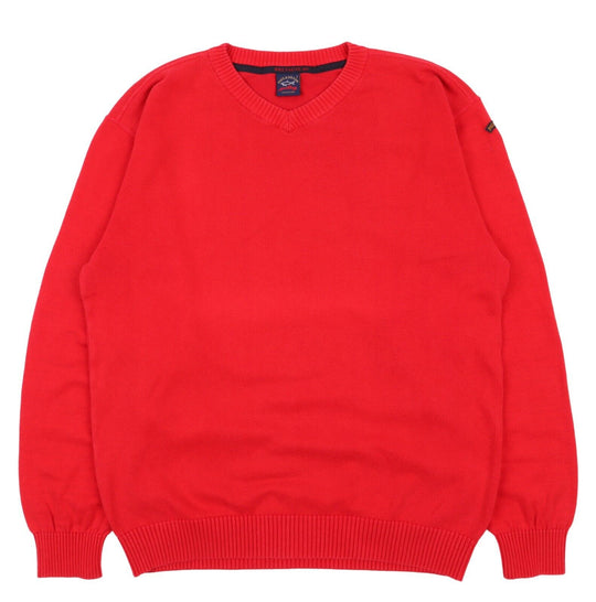 Men's PAUL & SHARK Bretagne Red V Neck Jumper Size s