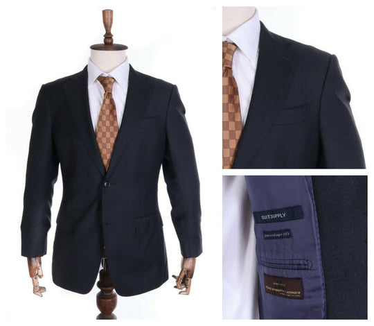 Men's SUITSUPPLY Charcoal 100% Wool 110's Suit Jacket Size 48 R