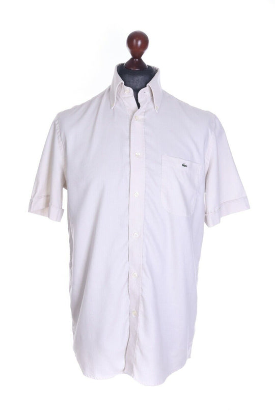 Men's LACOSTE Ivory 100% Cotton Short Sleeve Shirt Size 40