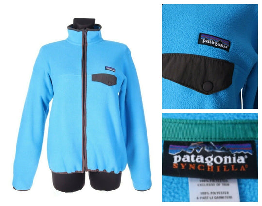 Women's PATAGONIA SYNCHILLA Blue Fleece Full Zip Outdoor Jacket Size M