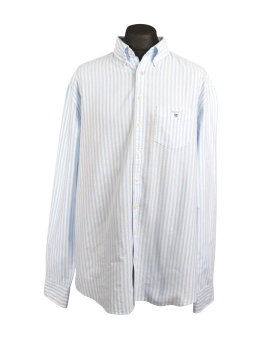 GANT The Oxford Banker Shirt Blue Striped Cotton Regular Fit Men's Size 2XL