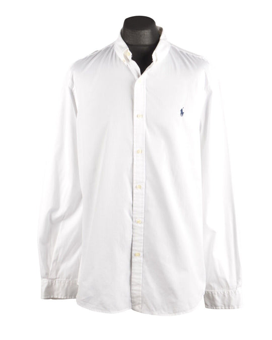Men's RALPH LAUREN White Cotton Feather Weight Twill Shirt Size XL Slim Fit