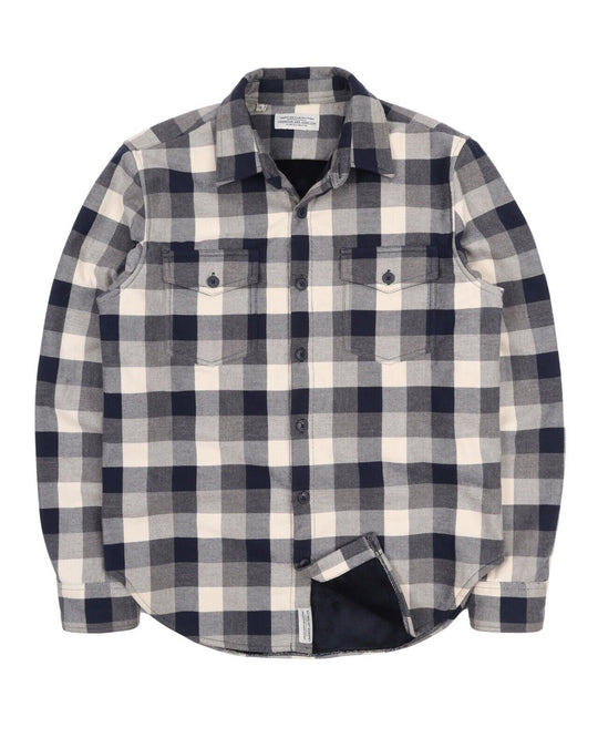 Men's BARBOUR Grey Blue Check Cotton Fleece Lined Overshirt Size M