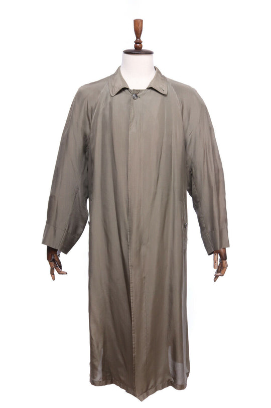 HERNO Italy Olive Silk Lightweight Long Coat Size 50