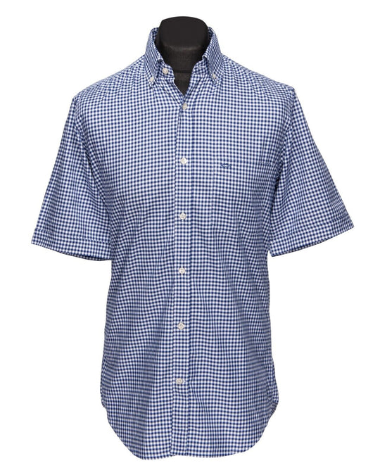 PAUL&SHARK Yachting Shirt White Navy Check Cotton Men's Button Down Size 39 / M