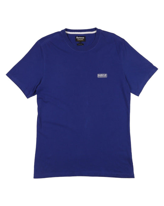 BARBOUR T-Shirt Blue Cotton Logo Tee Mens Size L Slim Fit