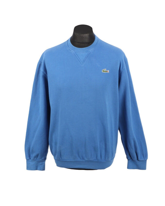 Vintage LACOSTE  Sweatshirt Logo Blue Waffle Knit Cotton Men's Size 4 / M