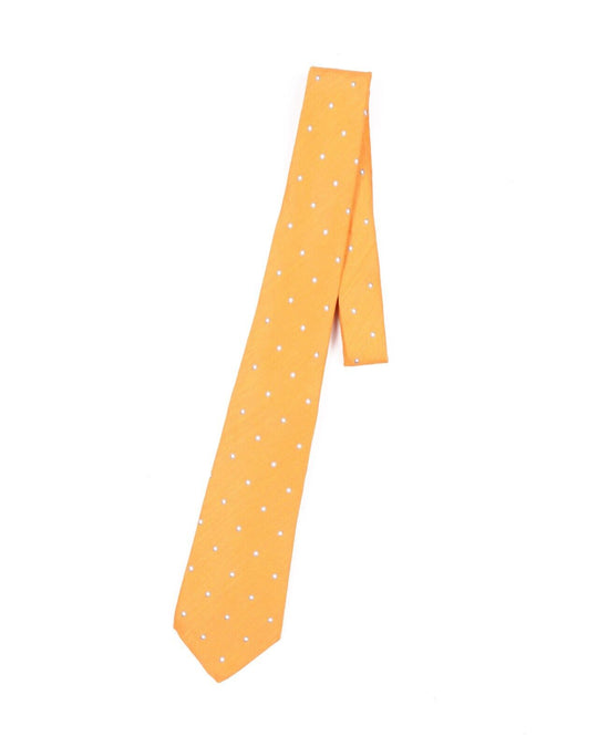 KITON NAPOLI Tie Necktie Orange Dotted 100% Silk