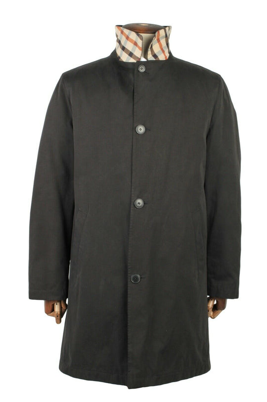 Men's DAKS London Black Cotton Blend Rain Car Coat Size 50 IT 40 UK