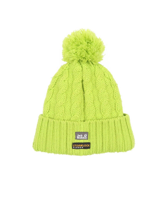 JACK WOLFSKIN Hat Neon Green Wool Fleece Lined Beanie