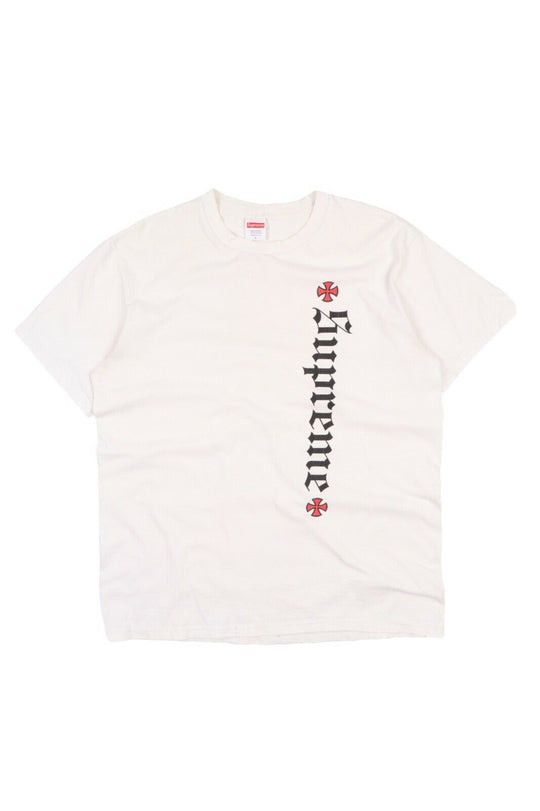 Men's SUPREME x INDEPENDENT White Cotton Big Logo Skate T-Shirt Tee Size L
