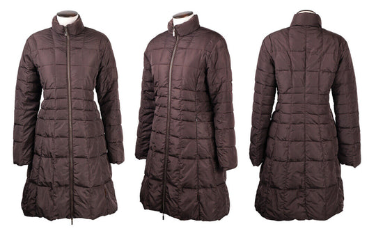 Women's Vintage MONCLER Brown Nylon Quilted Puffer Down Coat Long Jacket Size 3