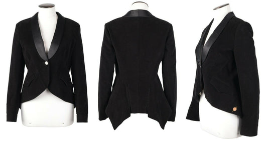 Women's HUGO BOSS Orange Black Cotton Satin Shawl Lapel Blazer Jacket Size 38