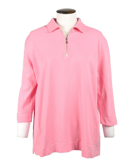 BOGNER Quarter Zip Sweater Light Pink Cotton Collared Womens Pullover Size EU 48