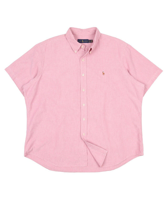 Men's POLO RALPH LAUREN Pink Oxford Cotton Short Sleeve Shirt Size XXL