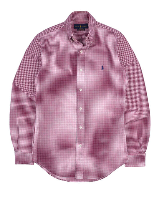 RALPH LAUREN Shirt White Red Check Cotton Men's Button Down Slim Fit Size XS