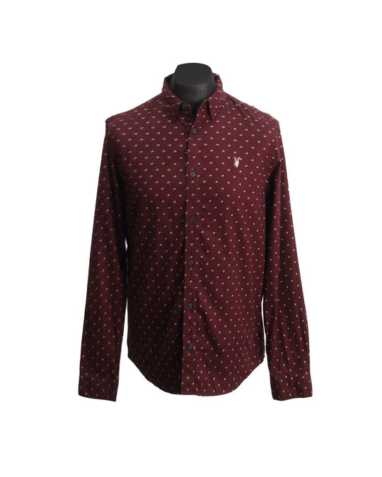 ALLSAINTS Full Shirt Bordeaux Red Polka Dot Men's Size M