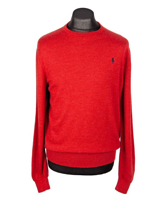 POLO By RALPH LAUREN Jumper Red Merino Wool Knit Men's Crew Neck Pullover Size M