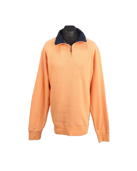 GANT Pullover Orange Cotton Zip Neck Men's Jumper Size 3XL