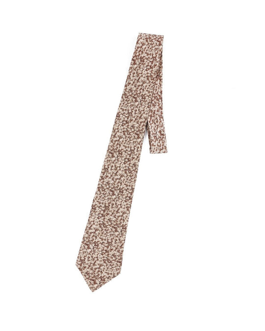 LANVIN Tie Brown Floral Pattern Silk Men's Woven Necktie