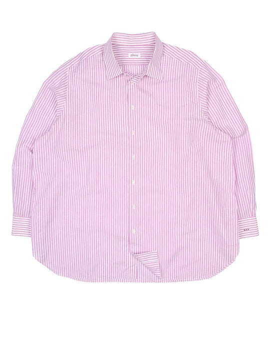 Men's BRIONI Roma Purple Striped Linen / Cotton Summer Shirt Size 50 / 19.25
