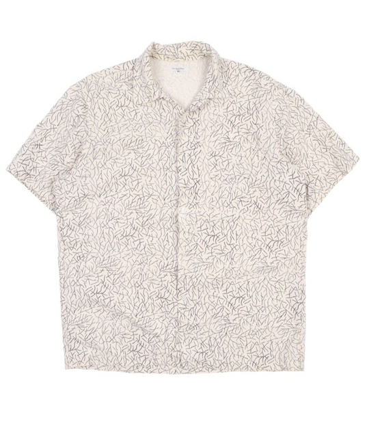 Men's International Gallery BEAMS Japan Beige Cotton Short Sleeve Shirt Size 48