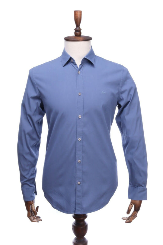 LACOSTE Blue Cotton Blend Stretch Slim Fit Shirt Size FR 40 US 15 3/4