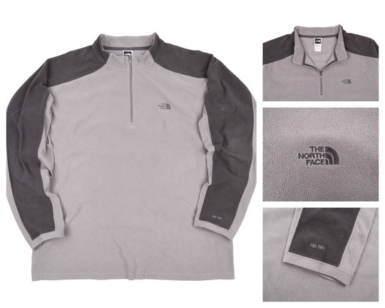 Men's Vintage THE NORTH FACE Grey Fleece Zip Neck Jumper Size XXL