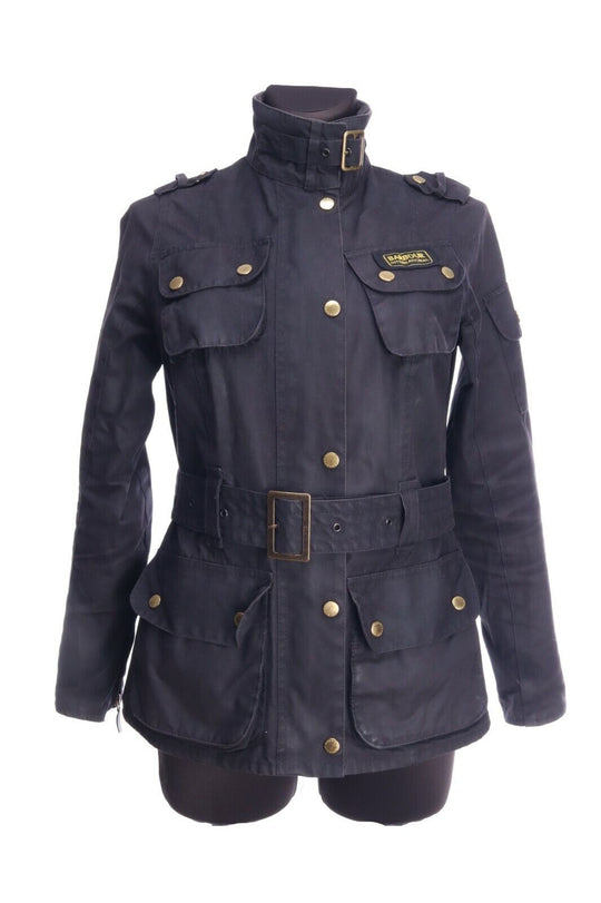 BARBOUR Black Waxed Cotton Multipocket International Jacket Size uk 10 us 6