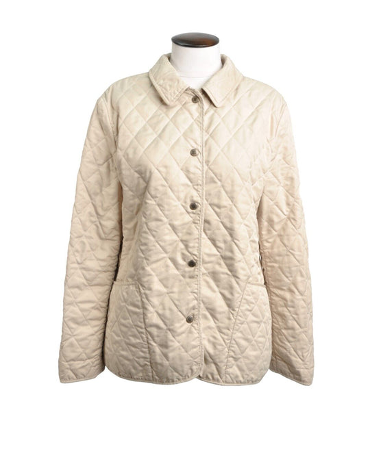 BURBERRY Jacket Beige Nova Check Collar Womens Quilted Coat Size M