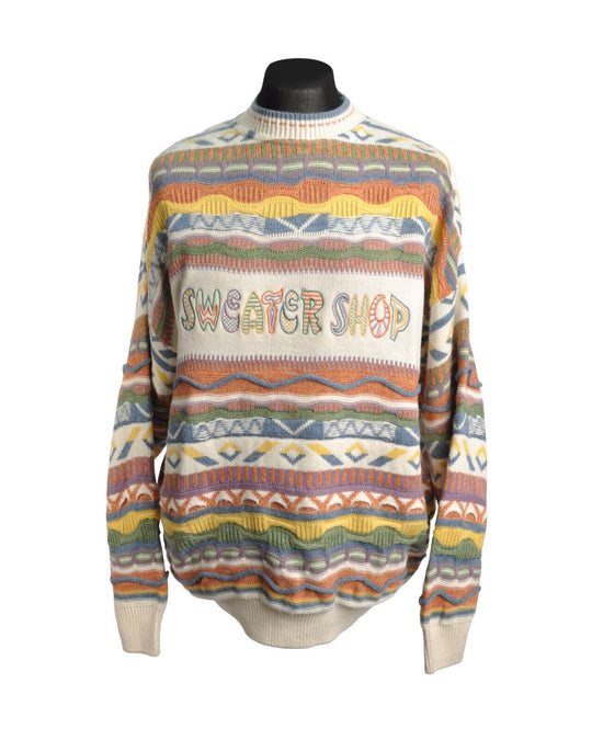Vintage SWEATER SHOP Sweater Multicolor Crew Neck Men's Knit Pullover Size 20