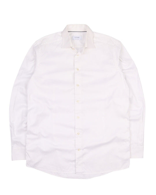 Men's ETON White Cotton LS Contemporary Shirt Size 41 / 16