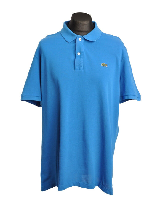LACOSTE Polo Shirt  Blue Pique Cotton Short Sleeve Slim Fit Men's  Size 8 /3 XL