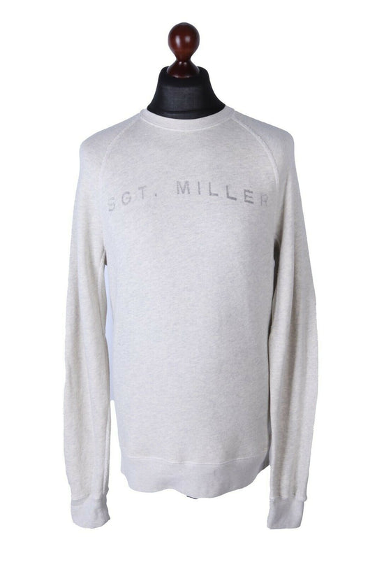 Men's WOOLRICH Ivory 100% Cotton Sweatshirt Crew Neck Jumper Size M