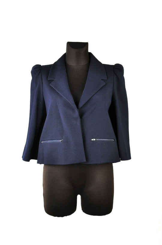 Women's COS Navy Viscose Short 3/4 Sleeve Jacket Blazer Size 36