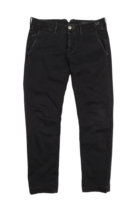 Men's JACOB COHEN Black Cotton Faded Cino Pants Size 31