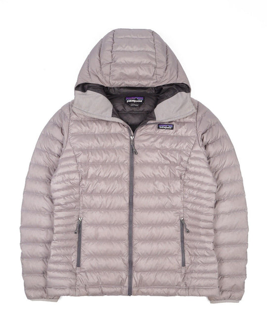 Patagonia Down Jacket Grey Hooded Women's Puffer Size L