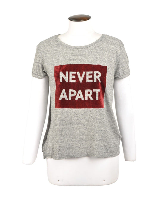 Sandro Never Apart T-Shirt Gray Round Neck Short Sleeve Women's Top Tee Size 1