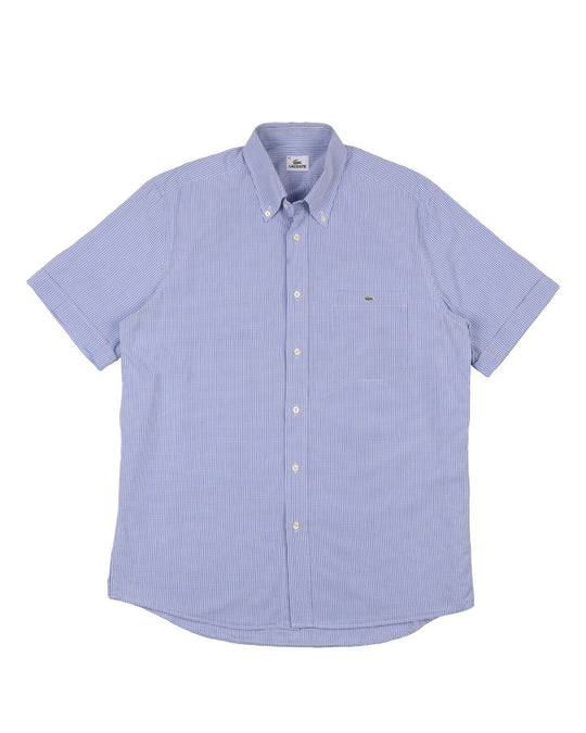 LACOSTE Shirt Blue White Check Cotton Mens Button Down Top Size 42