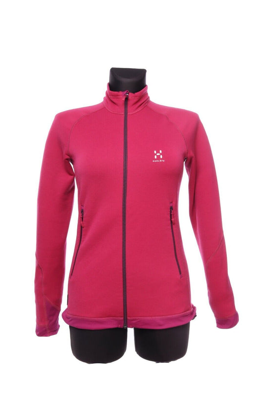 Women's HAGLOFS BUNGLY Red Polartec Fleece Full Zip Outdoor Jumper Size s