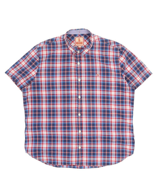 Men's BARACUTA Multicolour Cotton Check Short-Sleeve Shirt Size XL