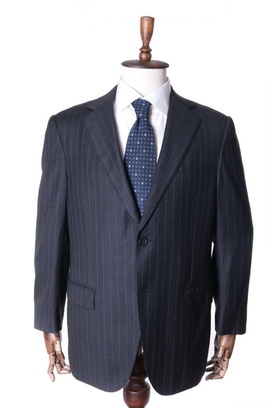 Men's SUITSUPPLY Black 100% Wool Super 120 Pinstripe Suit Jacket Size 26