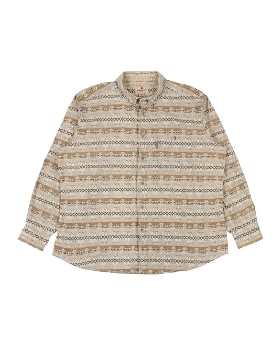 WOOLRICH Shirt Shale Aztec Stripe Cotton Men's Button Down Southwest Size XL