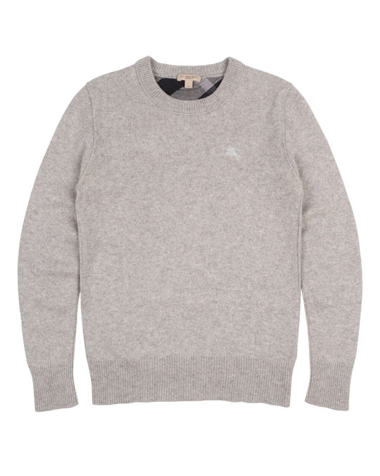 BURBERRY BRIT Gray Check Details Cashmere Crew Neck Jumper Sweater Men's Size M