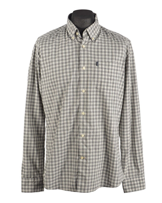Men's BARBOUR Green Olive Check Cotton LS Pocket Shirt Size L