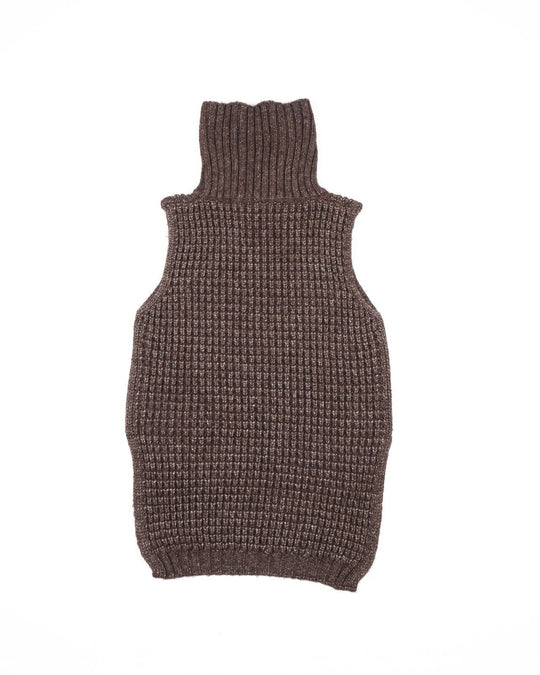 WEEKEND MAX MARA Sweater Brown Turtleneck Ribbed Knit Womens Pullover Vest Small