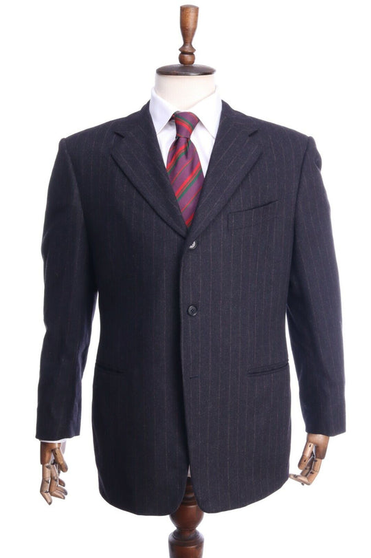 PAL ZILERI Italy Black Striped Cashmere Wool Blazer Jacket Sport Coat Size 52