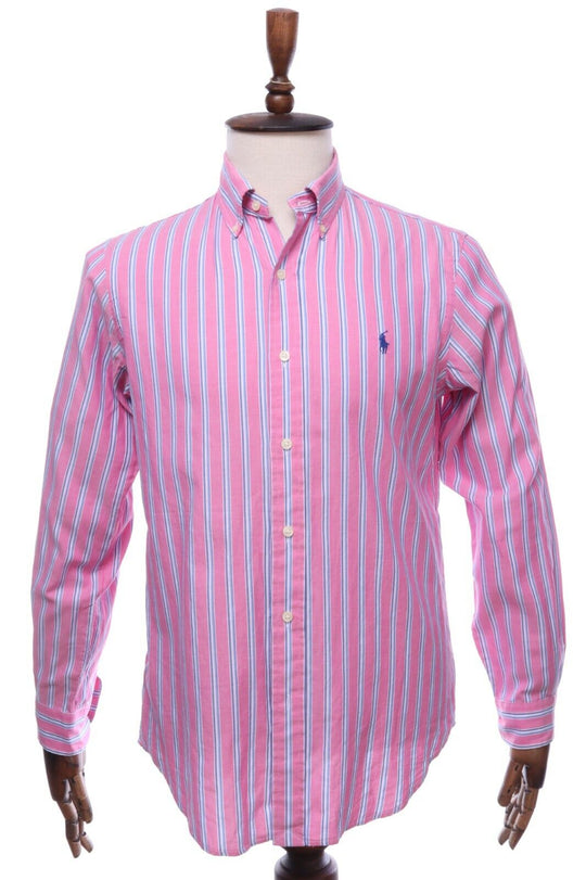 POLO RALPH LAUREN Pink Striped Cotton Oxford Button-Down Shirt Size S